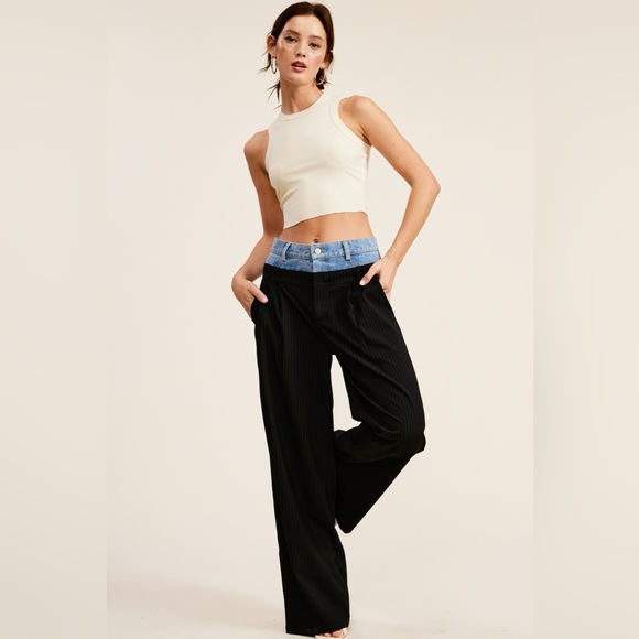 Denim Waistband Trousers in Black. New with Tags - Picture 6 of 7